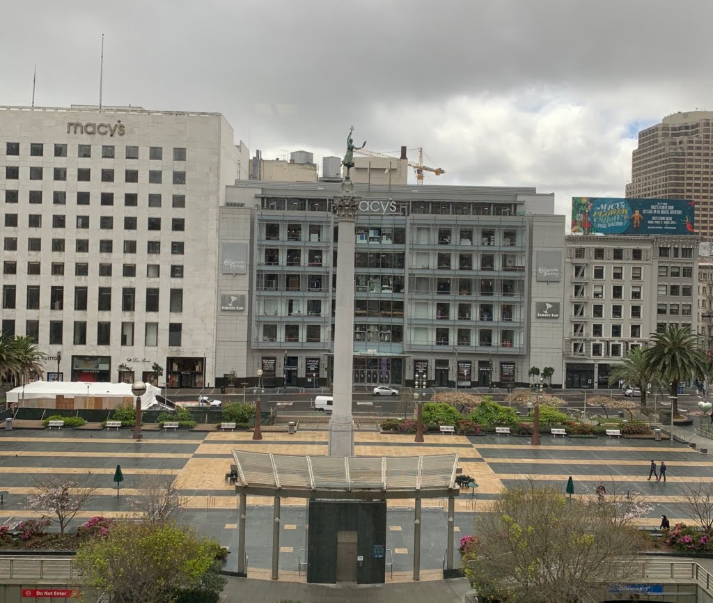 A Nearly Empty Union Square in San Francisco