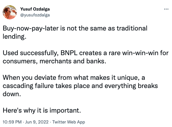 Buy-now-pay-later is not the same as traditional lending.