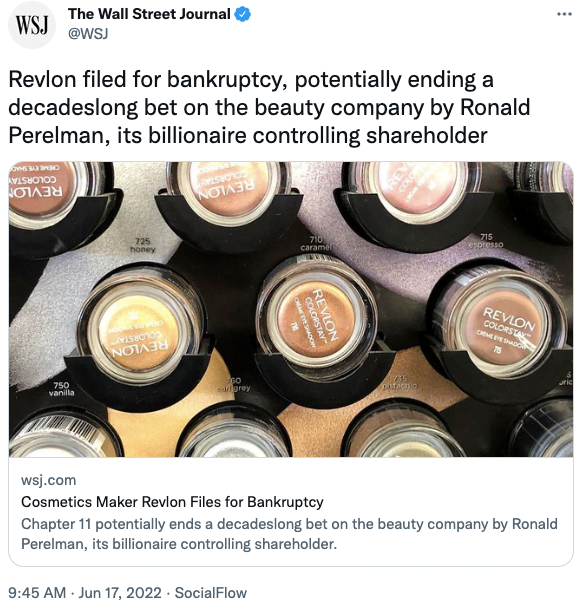 Revlon filed for bankruptcy