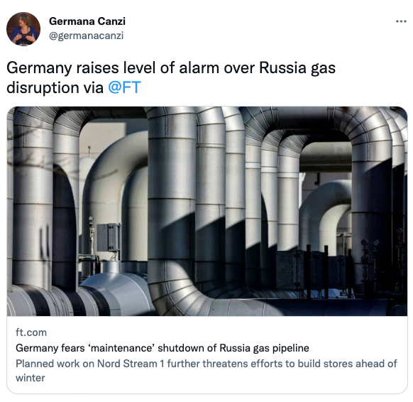 Germany raises level of alarm over Russia gas disruption