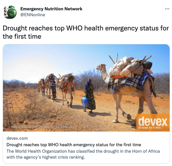 Drought reaches top WHO health emergency status for the first time
