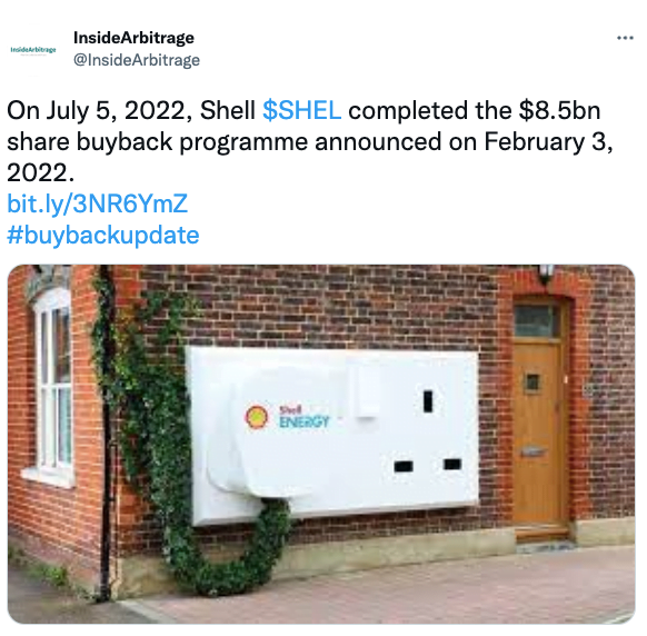 Shell $SHEL completed the $8.5bn share buyback programme