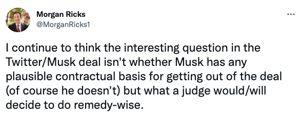 the interesting question in the Twitter/Musk deal
