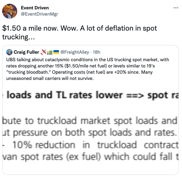 A lot of deflation in spot trucking.