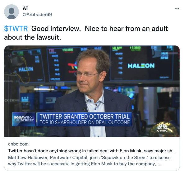 $TWTR Good interview. Nice to hear from an adult about the lawsuit.