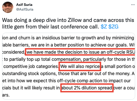Was doing a deep dive into Zillow and came across this little gem from their last conference call.