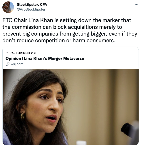 FTC Chair Lina Khan is setting down the marker that the commission can block acquisitions