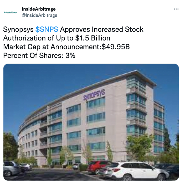 Synopsys $SNPS Approves Increased Stock Authorization of Up to $1.5 Billion