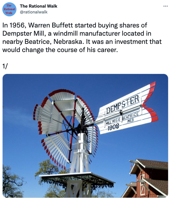 In 1956, Warren Buffett started buying shares of Dempster Mill