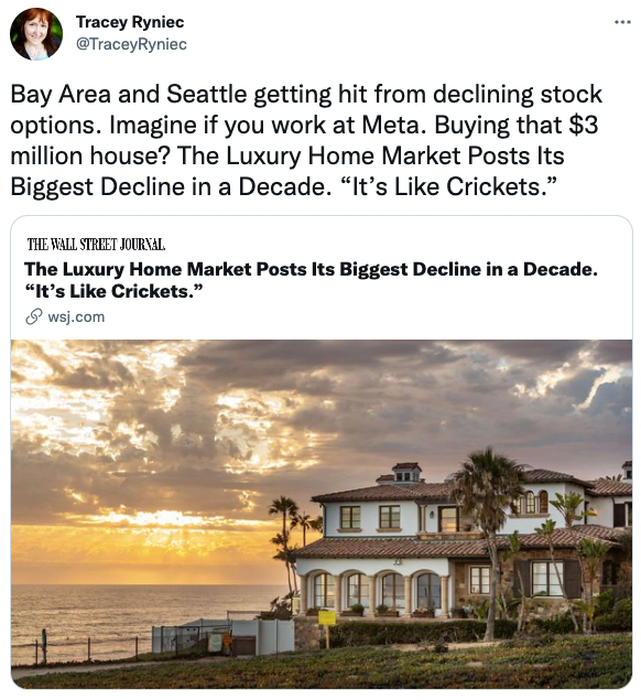 Bay Area and Seattle getting hit from declining stock options.