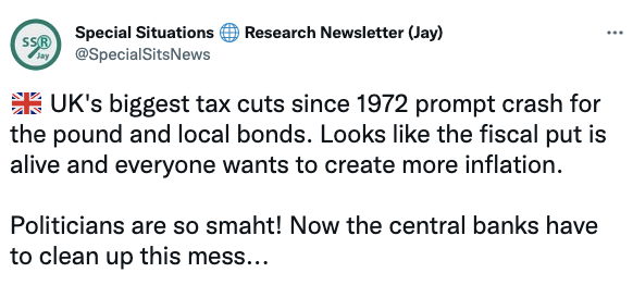 UK's biggest tax cuts since 1972 prompt crash for the pound and local bonds.