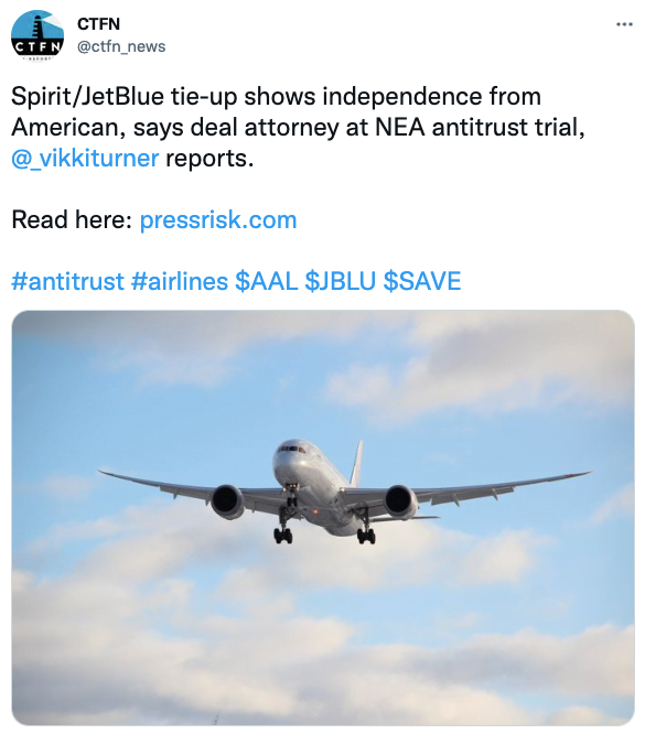 Spirit/JetBlue tie-up shows independence from American, says deal attorney at NEA antitrust trial