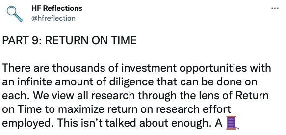 There are thousands of investment opportunities with an infinite amount of diligence that can be done on each.