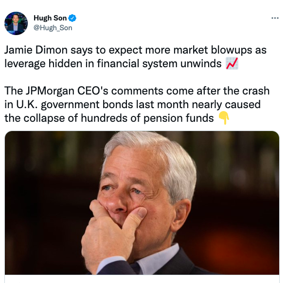 Jamie Dimon says to expect more market blowups as leverage hidden in financial system unwinds