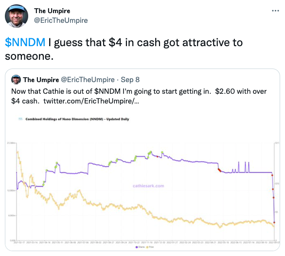 $NNDM I guess that $4 in cash got attractive to someone
