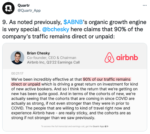 As noted previously, $ABNB's organic growth engine is very special.