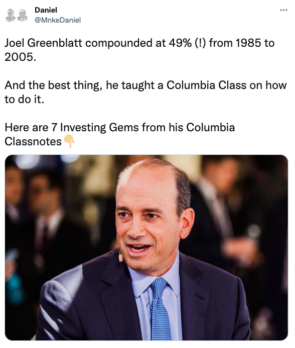 Joel Greenblatt compounded at 49% from 1985 to 2005.