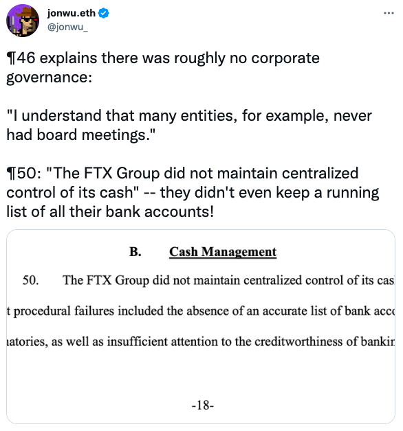 ¶46 explains there was roughly no corporate governance