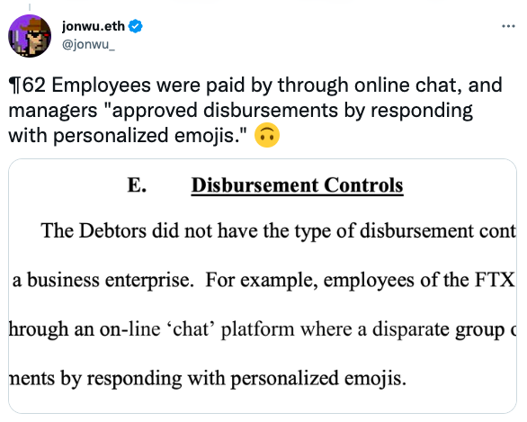 ¶62 Employees were paid by through online chat, and managers "approved disbursements by responding with personalized emojis."