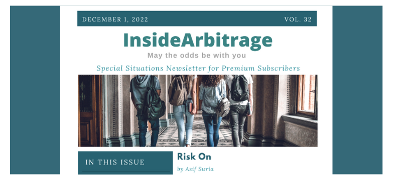 InsideArbitrage Special Situations Newsletter: December 2022