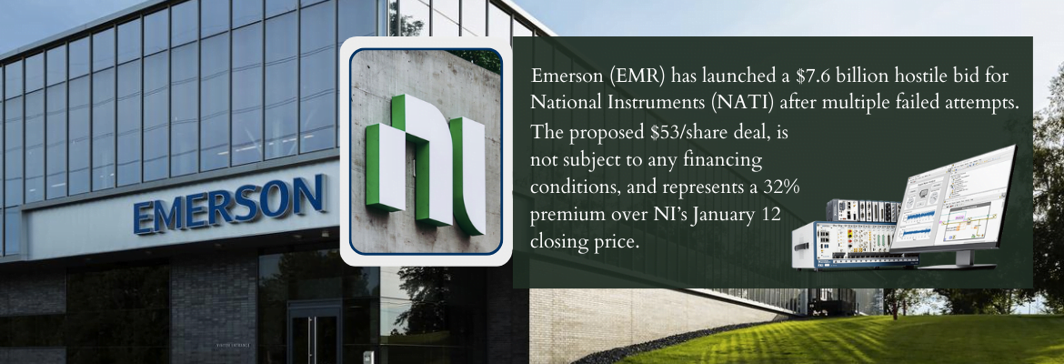Merger Arbitrage Mondays - Emerson Announces Proposal to Acquire National Instruments