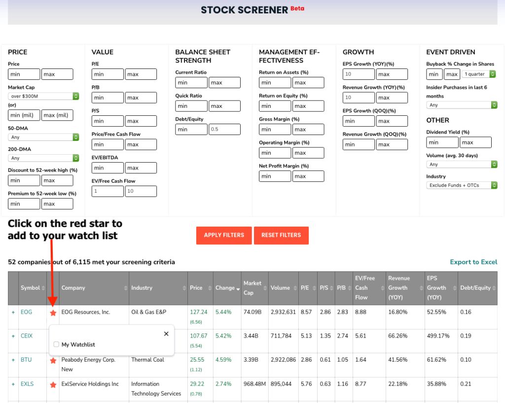 Adding Stocks To Watch List