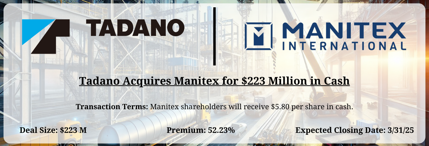 Tadano - Manitex Merger