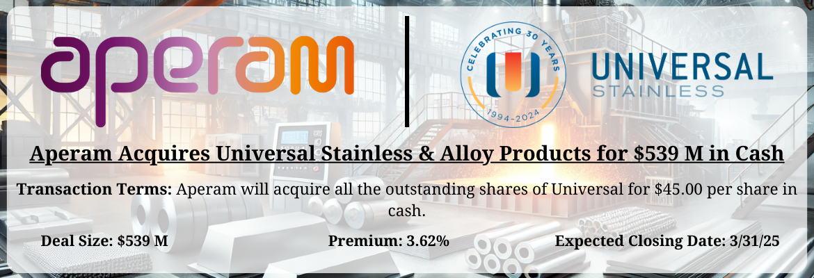 Aperam - Universal Stainless Steel & Alloys Merger