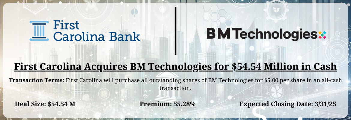 First Carolina - BM Technologies Merger