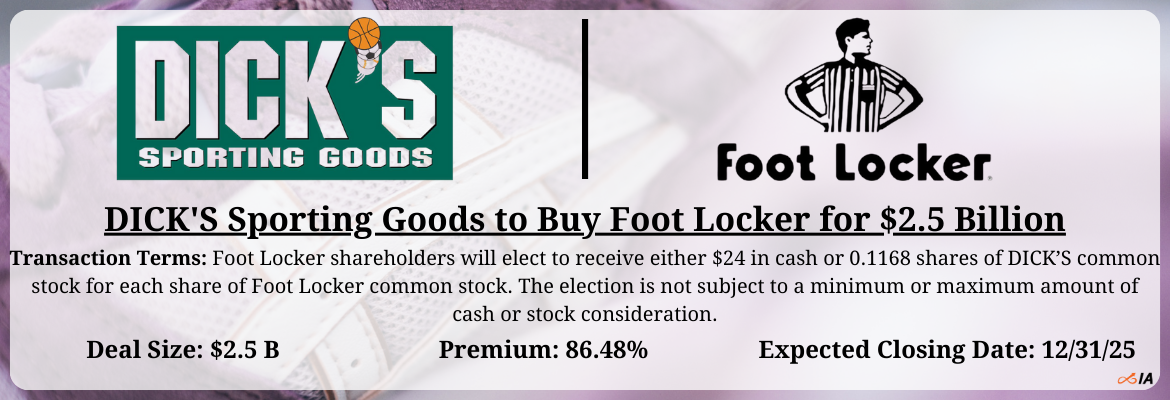 DICK'S Sporting Goods - Foot Locker Merger