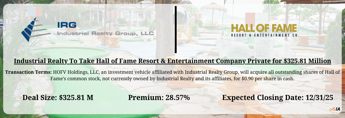 Industrial Realty Group - Hall of Fame Resort and Entertainment Merger