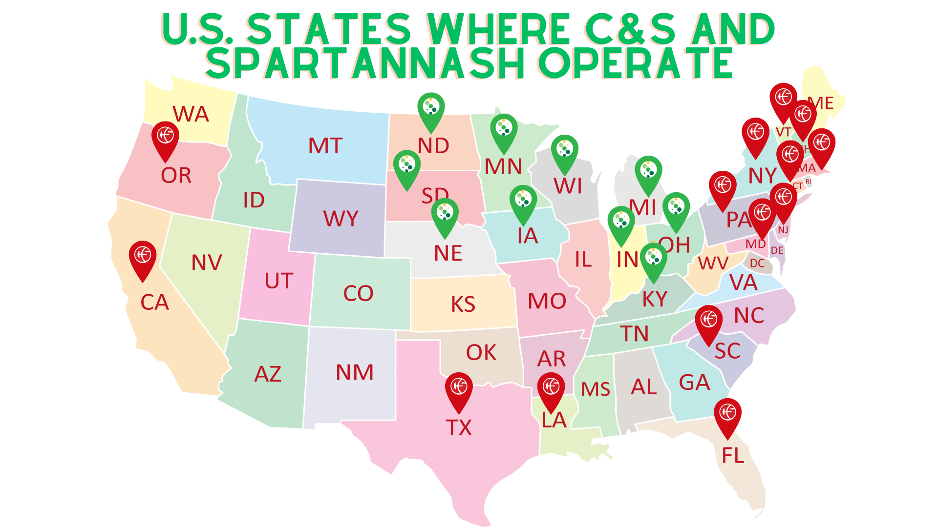 U.S. States Where C&S and SpartanNash Operate