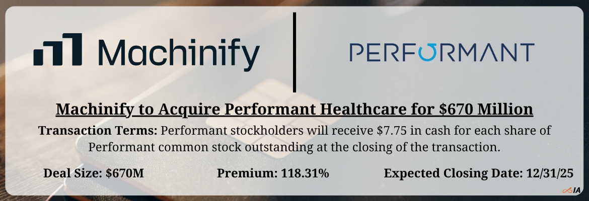 Machinify - Performant Healthcare Merger