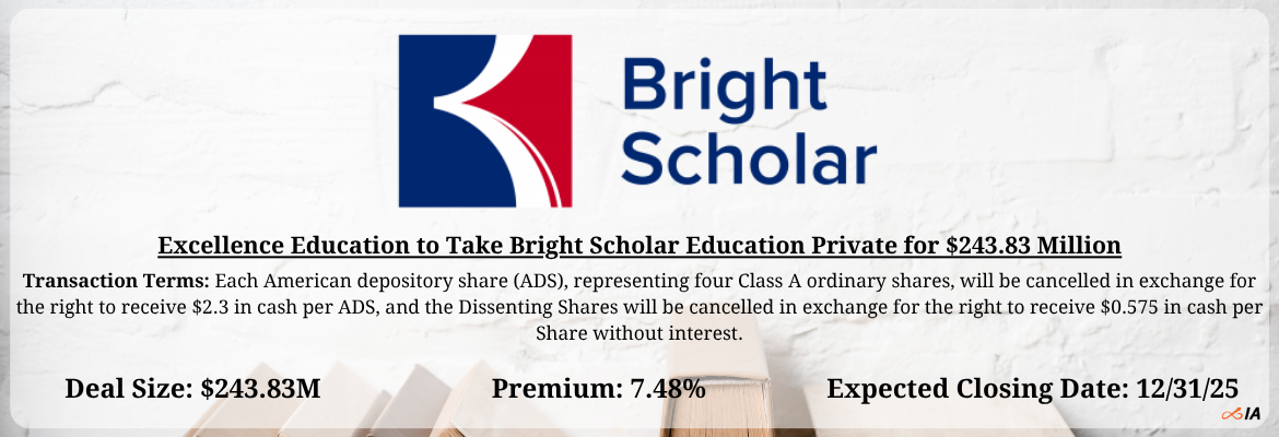 Excellence Education - Bright Scholar Education Merger