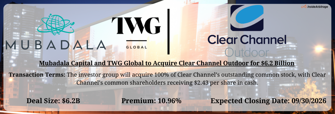 Mubadala Capital and TWG Global - Clear Channel Outdoor Merger