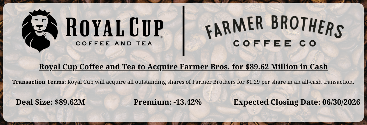Royal Cup Coffee and Tea - Farmer Bros. Merger