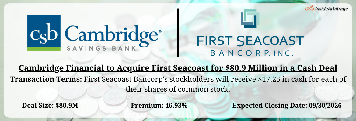 Cambridge Financial - First Seacoast Merger