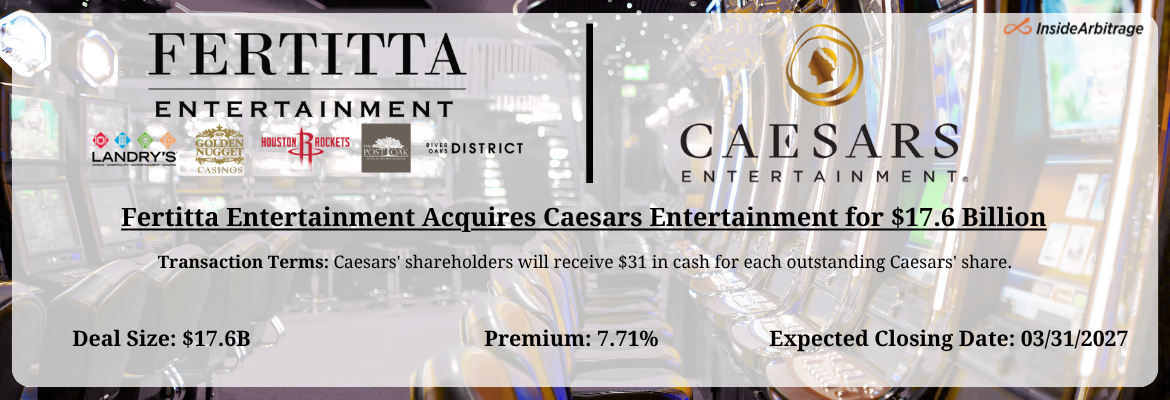 Fertitta Entertainment - Caesars Entertainment Merger