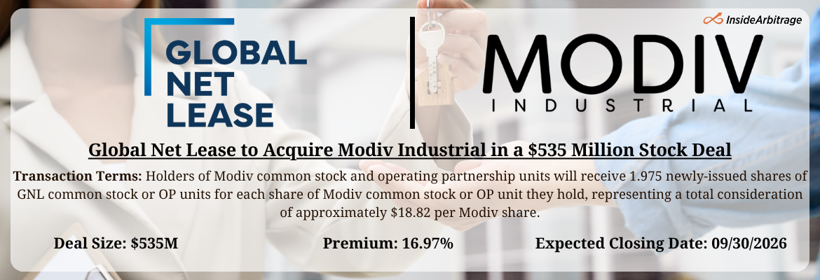 Global Net Lease - Modiv Industrial Merger