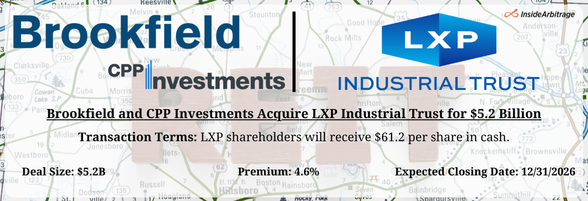 Brookfield and CPP Investments - LXP Industrial Trust Merger