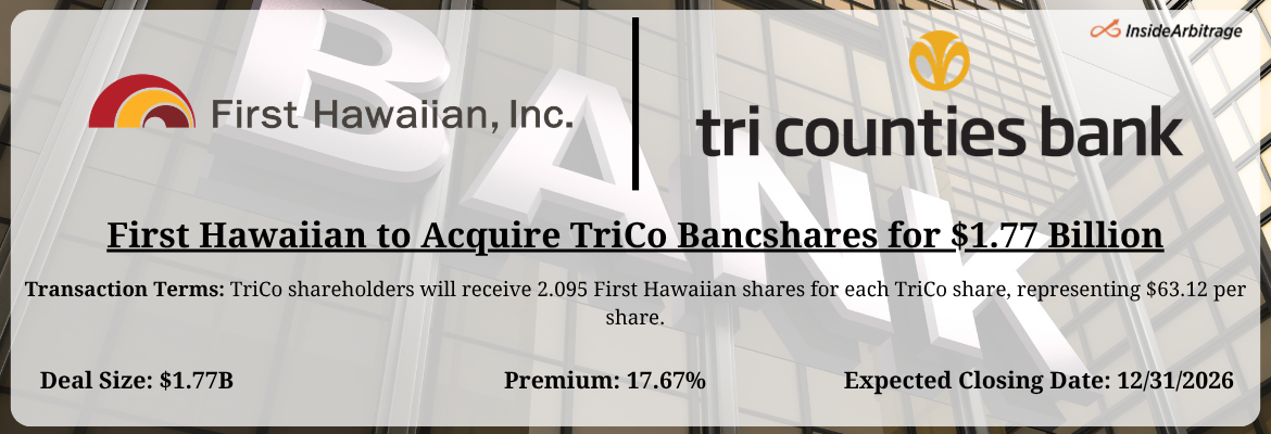 First Hawaiian - TriCo Bancshares Merger