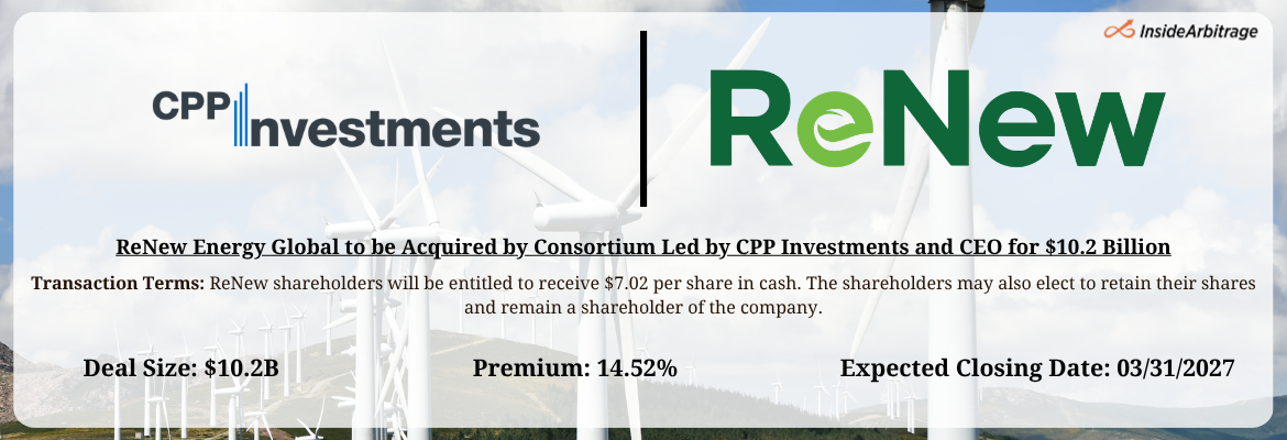 CPP Investments and CEO - ReNew Energy Global Merger