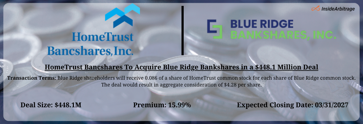 HomeTrust Bancshares - Blue Ridge Bankshares Merger