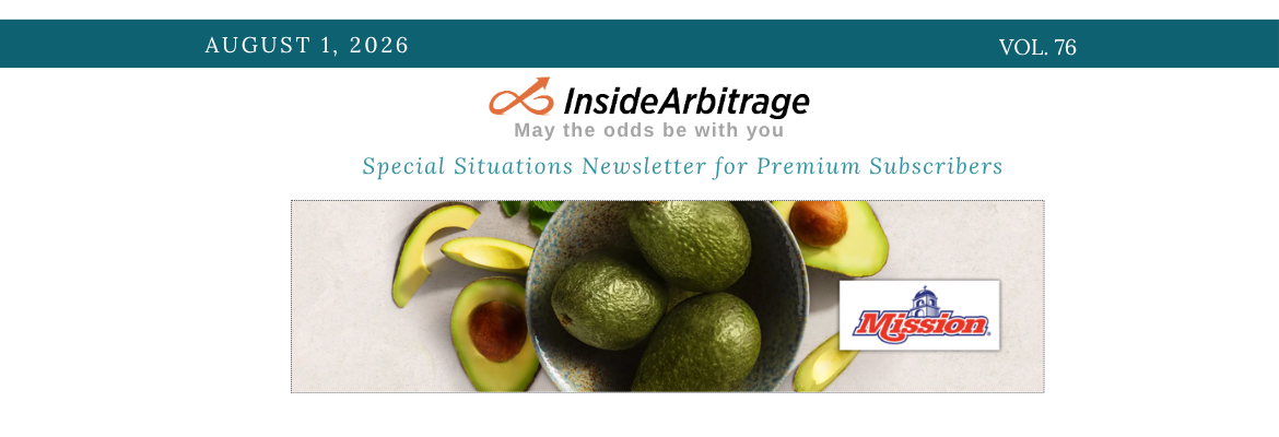 InsideArbitrage Special Situations Newsletter August