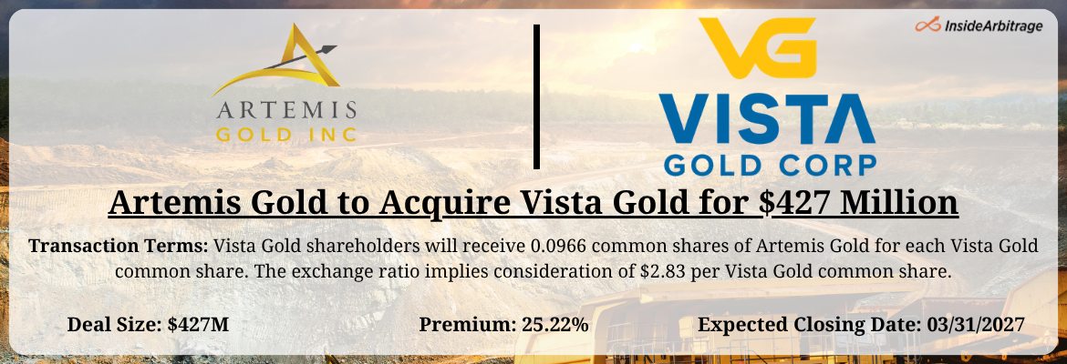 Artemis Gold - Vista Gold Merger