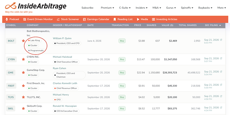 Insider Buying September 28 2026
