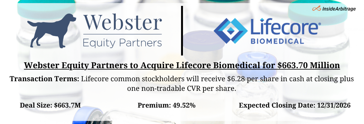 Webster Equity Partners - Lifecore Biomedical Merger