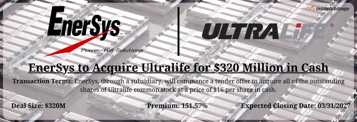 EnerSys - Ultralife Merger
