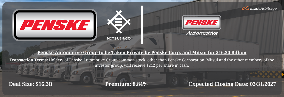 Penske Corp. and Mitsui - Penske Automotive Group Merger